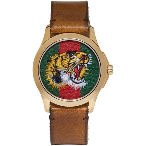 gucci gold tiger watch|Gucci tiger supreme watch.